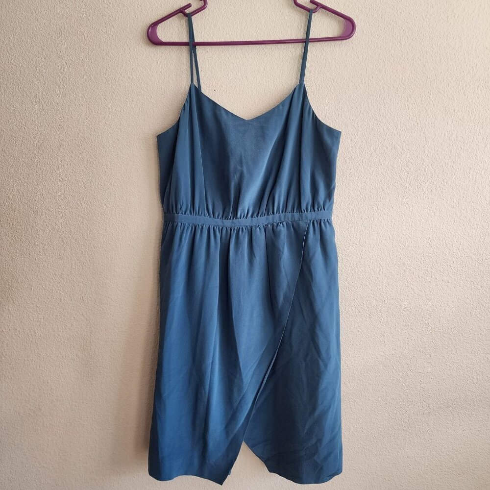 Madewell Dress Womens 8 Blue Silk F2136 Midi Wrap Spaghetti Strap Lined New